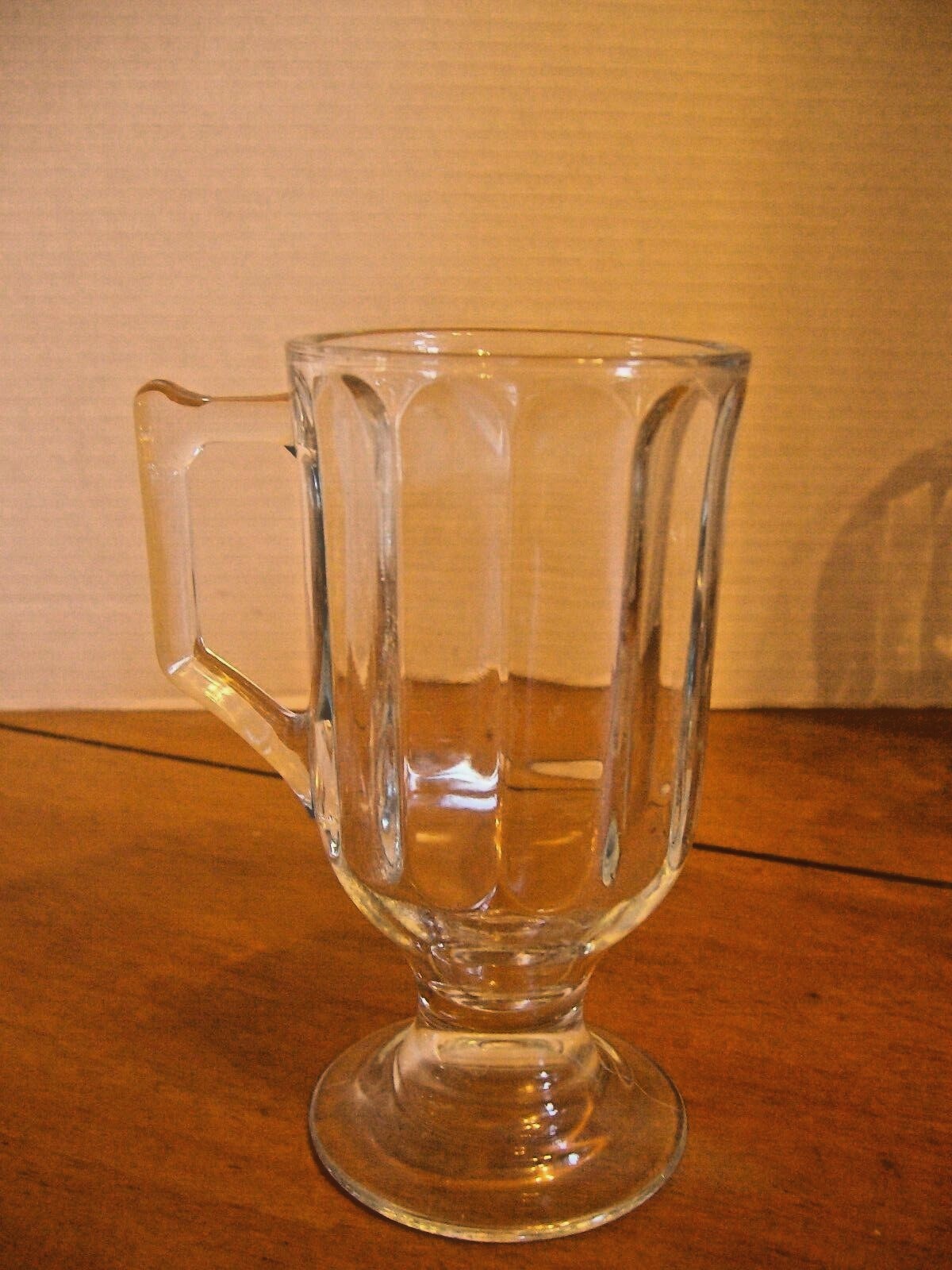 Set of 6 Libbey Milan Irish Coffee Mugs Clear Blown Glass w/Panels