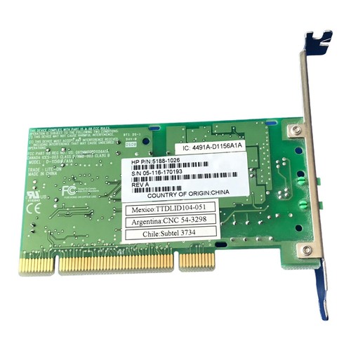 HP Internal PCI 56K Fax/Modem Low Profile PCI Desktop Card Modem 5188-1026 - Picture 3 of 4