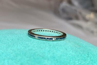 Art Deco Saphir Diamant Platin Ewigkeit Ring Größe 7 Hochzeit Verlobung
