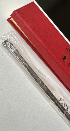 NWT Elegant Sterling Silver 925 Chopsticks W/ Engraved Floral Design & Chain - Picture 11 of 18