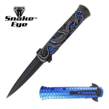 8.5" DARK FANTASY BLADES DRAGON STYLE SPRING ASSISTED FOLDING KNIFR BLUE/BLACK