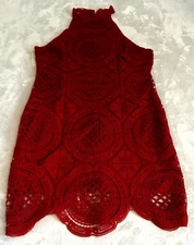 Charlotte Russe Crochet Dress Womens XL Red Lace Zip Coquette Flirty Holiday