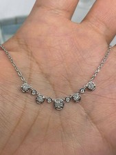 1.50Ct Round Cut VVS1/D Diamond Bar Pendant Free Chain 14K White Gold Finish