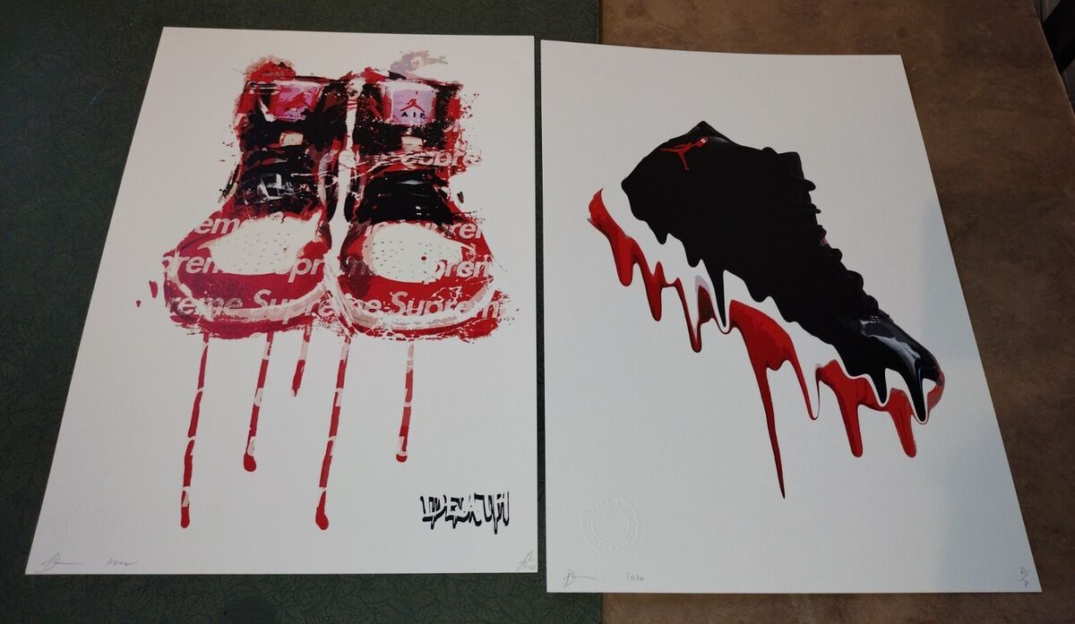 2x DEATH NYC ltd ed street art print 45x32cm Nike Air 2x DEATH NYC ltd ed street art print 45x32cm Nike Air