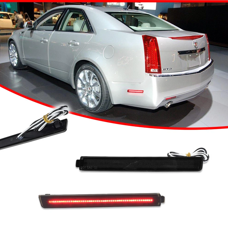 2X Luces de señalización laterales traseras LED completas ahumadas para Cadillac 2008-13 CTS, 09-13 CTS V Foto 2 de 4