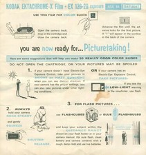 1967 Kodak Ektachrome-X 126 20 Exposure Film Original Instructions Insert Slides