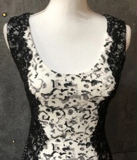 Guess Dress Black White Women Sleeveless Scoop Sheath Bodycon Lace  Size 4