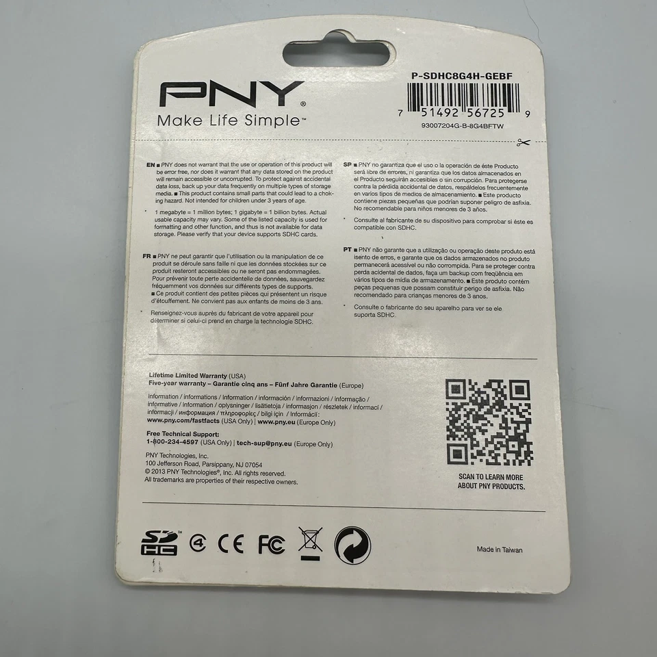 PNY 8 GB SDHC , memory card-1.5hr HD VIDEO, P-SDHC8G4H-GEBF - Image 2 of 3