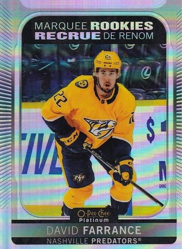 2021-22 O-Pee-Chee Platinum Marquee Rookies #210 David Farrance (RC) - Predators - Picture 2 of 3