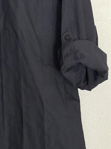 Guess Mens Dress Large Shirt Black Button Up roll-tab sleeves w/ graphic logo - Picture 6 of 6
