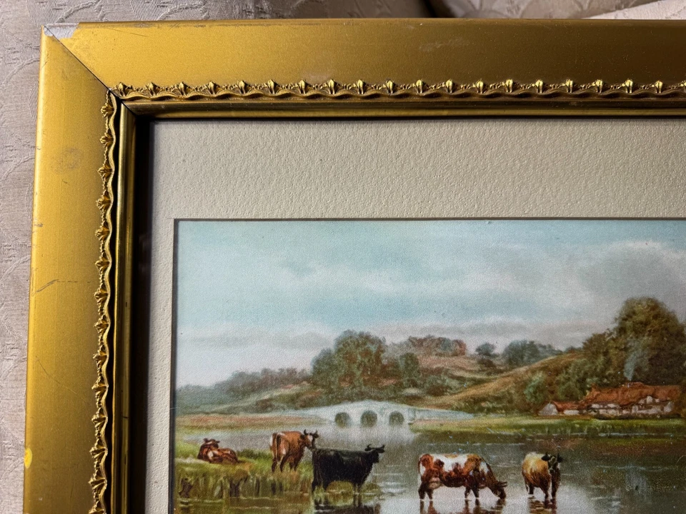 Pintura mixta "Ganado por río" de Frederick William Hayes (1848-1918) Foto 2 de 4