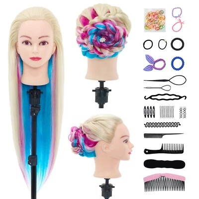 NEVERLAND BEAUTY & HEALTHY Hairdressing Head Hairdresser Training Heads with Free Clamp and DIY Braid Set