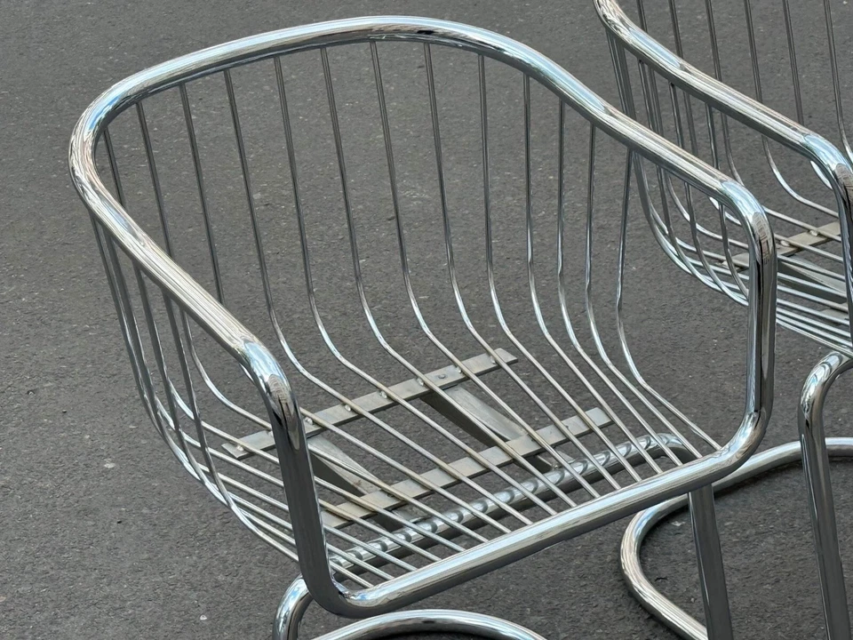 1/6 Italian Gastone Rinaldi Rima Chrome Armchair Chairs Chairs 1970 - Image 4 of 4