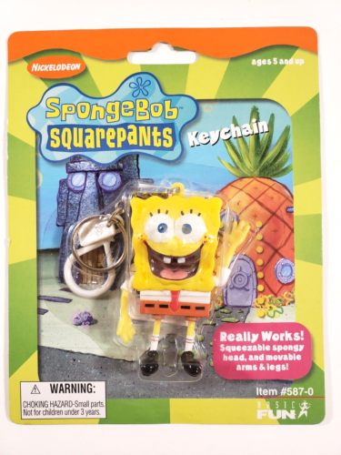 SpongeBob SquarePants Squeezable Keychain Vintage 2000 Basic Fun Nickelodeon NEW - Picture 1 of 3