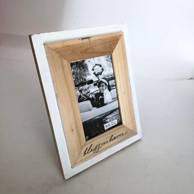 Wooden Picture Photo Frame With Stand for 4x6'' Photo,''Bless This Home'' Brown