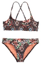 O'Neill L97705 Girls Floral Naples Strappy Side Bikini Swim Set Size 8