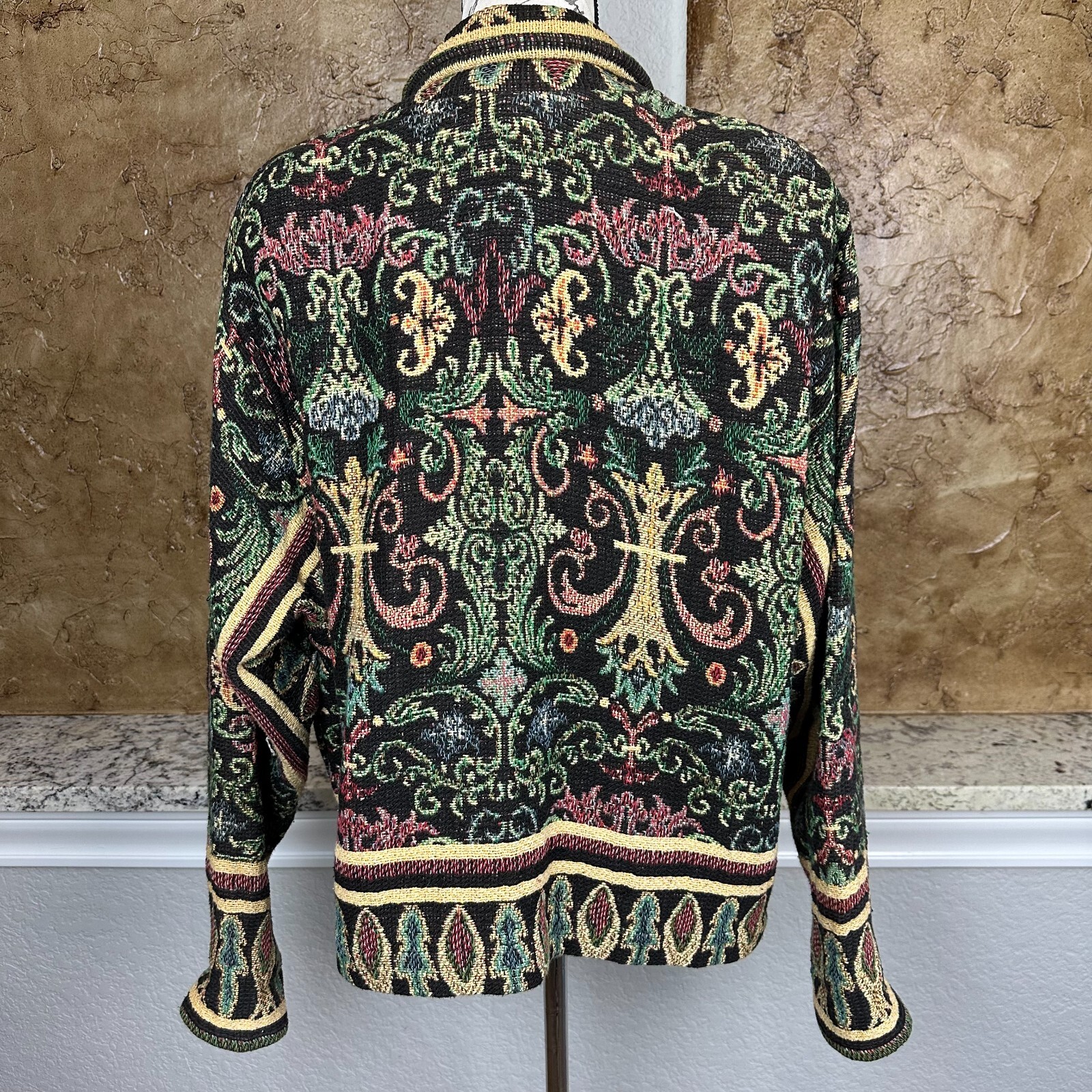 Giacca pony vintage dipinta donna taglia unica arazzo Western Texas Cottagecore Boho