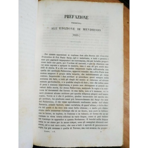 Paolo Sarpi, ISTORIA DEL CONCILIO TRIDENTINO. Primitiva versione. 4 tomi, 1858 - Picture 9 of 12