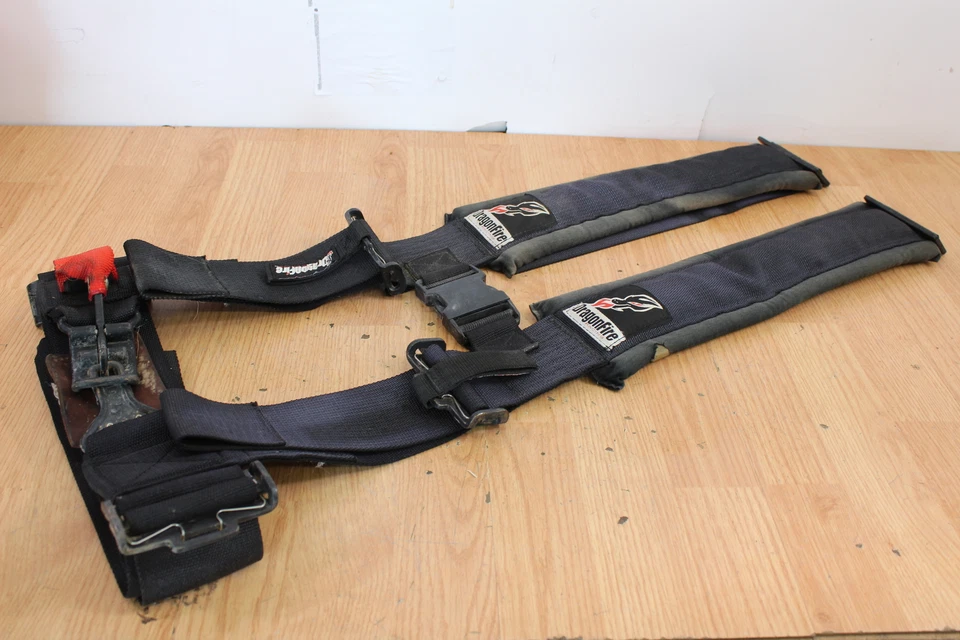 Arnés de carreras DragonFire restricciones estilo H 4 puntos 3" hebilla negro 14-0041 Foto 2 de 4