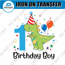 1st Birthday Boy Gift Present Dinosaur One Year old Party Transfer Keepsake