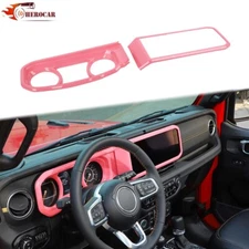 2PC Pink Interior Dash Trim Cover Overlay for 2024+ Jeep Wrangler JL Accessories