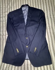 Stafford Tailored Culture Blazer Jacket 48 Long Navy Blue 100 Wool Gingham 48L