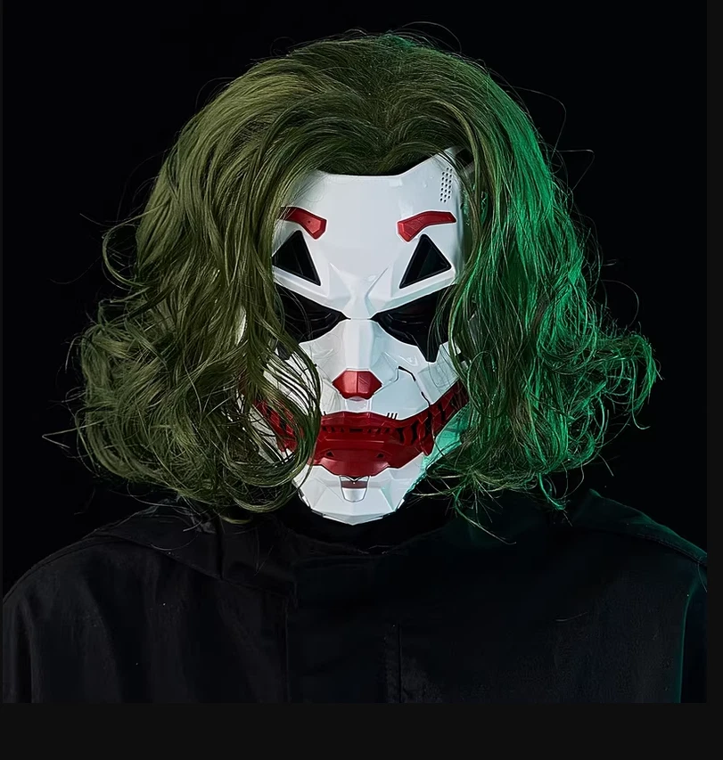 Joker Clown Resin Mask Cyberpunk Cover Anime Roleplay Halloween Heavy Metal Prop - Image 4 of 4