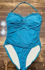 La Blanca Women  s Teal One Piece Swimsuit Size 12