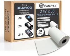 20 White Thermal Receipt Paper Rolls for Dejavoo Z8 Z9 Z11 Printers 2.25x55
