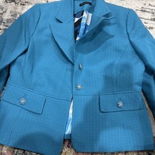 Valerie Stevens Blue Jacket /Blazer Size 8 Long Sleeves Button Down