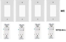 Set of 4-Eaton TR7735W-K-L LED Nightlight with Receptacle, White 84 WHITE COVERS