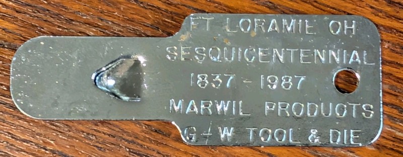 Fort Loramie Ohio Sesquicentennial 1837 - 1987 Marwil Products G-W Tool & Die 