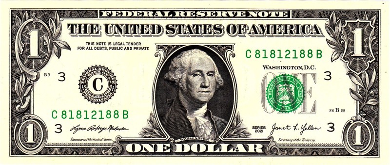 $1 2021 Fancy Serial  Uncirulated CU C81812188B