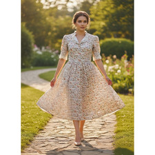 Scarlet Darkness Plus Size 2X Peaches & Cream Floral Prairie Cottagecore Dress