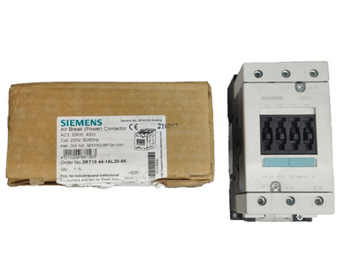 SIEMENS 3RT1044-1A..0 100AMP 3POLIGES LEISTUNGSSCHÜTZ SPULENSPANNUNG 230VAC F...