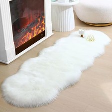 Faux Fur Rug 2 x 6 ft White Shaggy Sheepskin Machine Washable Fuzzy Area Rug ...