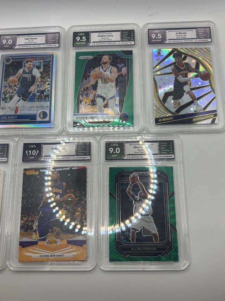Lote de 7 cartas de losas de baloncesto graduadas CBG Michael Jordan, Kobe Bryant, Luka, Curry Foto 2 de 4
