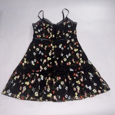 Jack by BB Dakota Women's Size 4 Black Floral Embroidered Sleeveless Dress Fairy