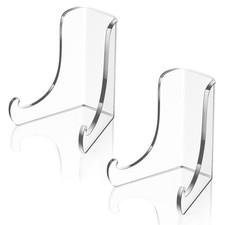 2 Pieces Acrylic Plate Stands Clear Acrylic Easels Display Stands with Deep S...