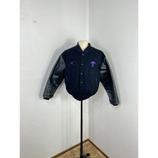 vintage Golden Bear black wool leather sleeve varsity jacket size M 443324