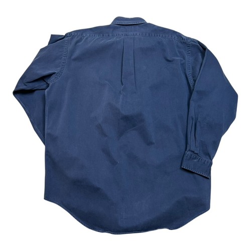 Vtg 90s Ralph Lauren Sport Shirt Blue Polo Flag Heavy Twill Button Size M Rare - Picture 2 of 7