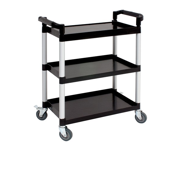 GenWare Trolley Plastic-Polypropylene Large 3 Tier PP Trolley Black Shelves