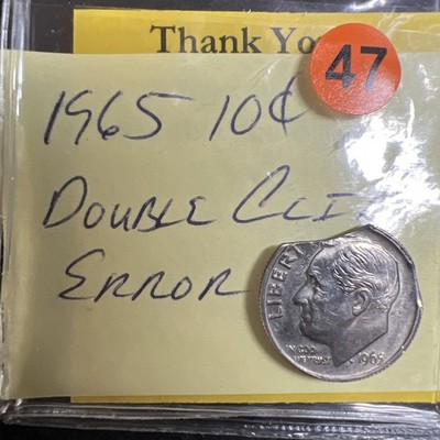 1965-P Double Clipped Error Roosevelt Dime  