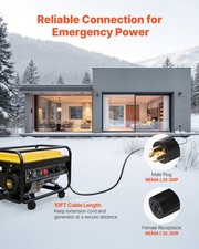 30 Amp Generator Cord and Power Inlet Box, 10 FT, 125/250V NEMA L14-30P to