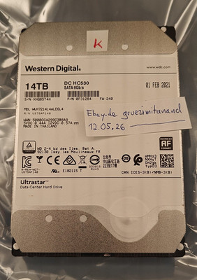 WD Ultrastar DC HC530 14TB SATA 3.5 HDD Festplatte (WUH721414ALE6L4)