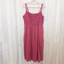 Old Navy Womens Midi Dress Size XL Pink Smocked Boho Cottage Romantic Swiss Dot