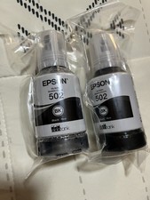  2 Genuine Epson 502 Black Ink Bottles for ET-2700 ET-2750 ET-3700 ET-3750