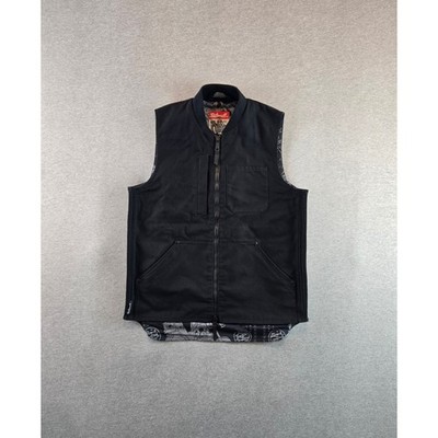 Biltwell 4-Speed Vest XS Black Canvas Motorcycle Utility Graphic Lining AOP Moto