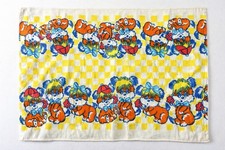 Vintage Puppy Dog Baby Blanket Terrycloth Yellow Checkered Retro Nursery 28x34