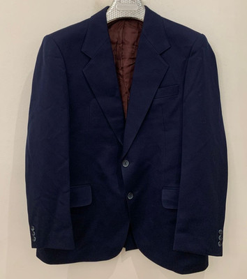 1970s vintage pure wool classic navy gabardine suit jacket blazer 40R